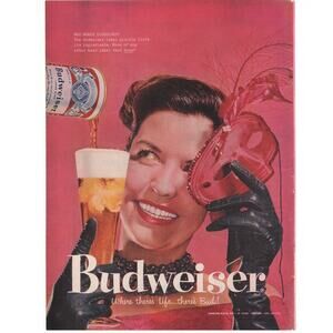 Budweiser Beer Magazine Advertisement 1950s Vtg Who Needs Disguises Breweriana
